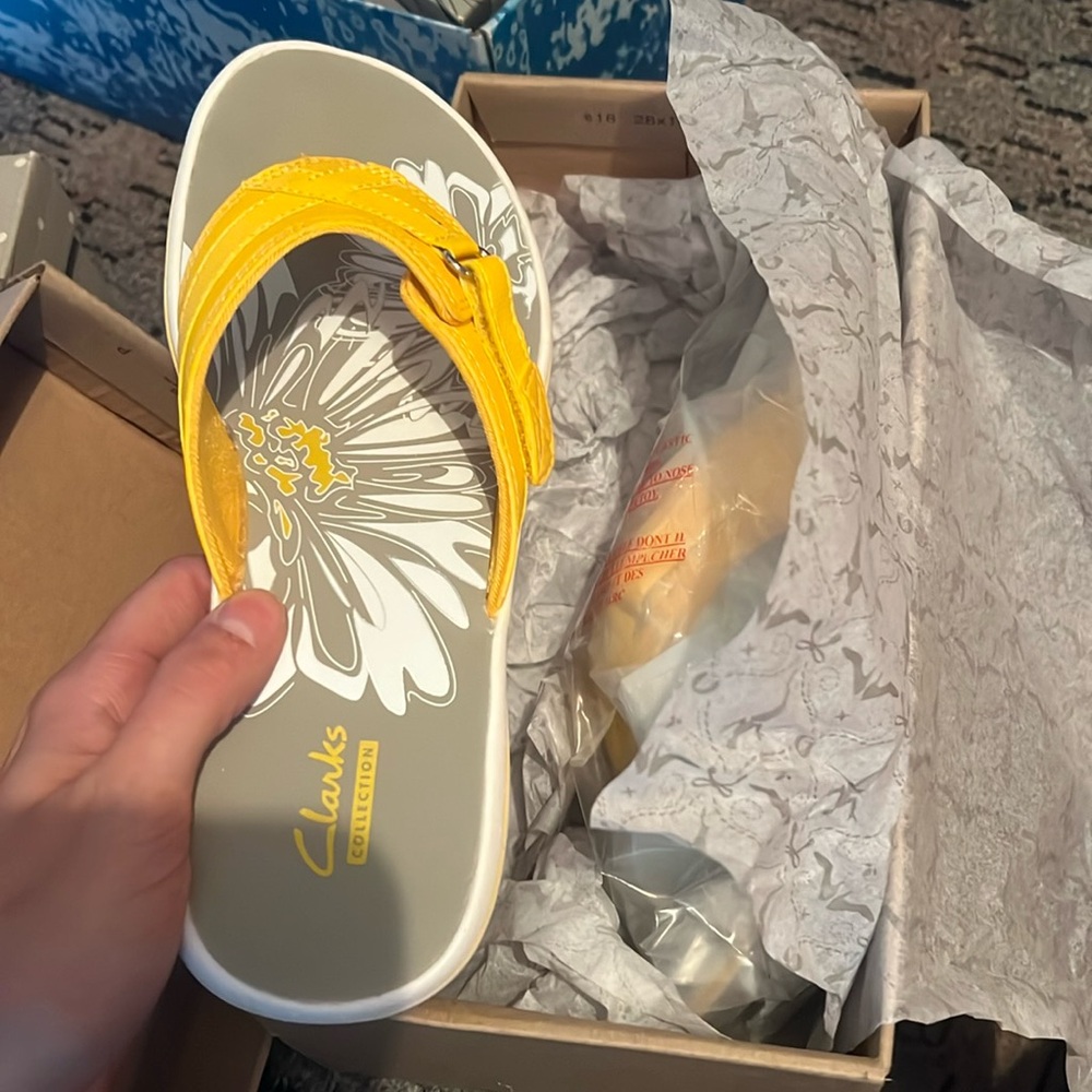 Never worn Clark sandal yellow women’s